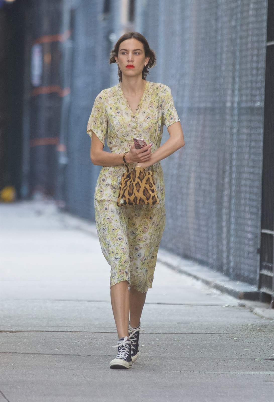 Alexa Chung Wears Vintage Florals Out in NYC