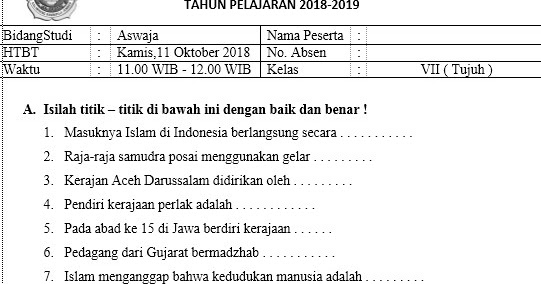 Soal Aswaja Kelas 10 Uas Ganjil Beserta Jawabannya Erma