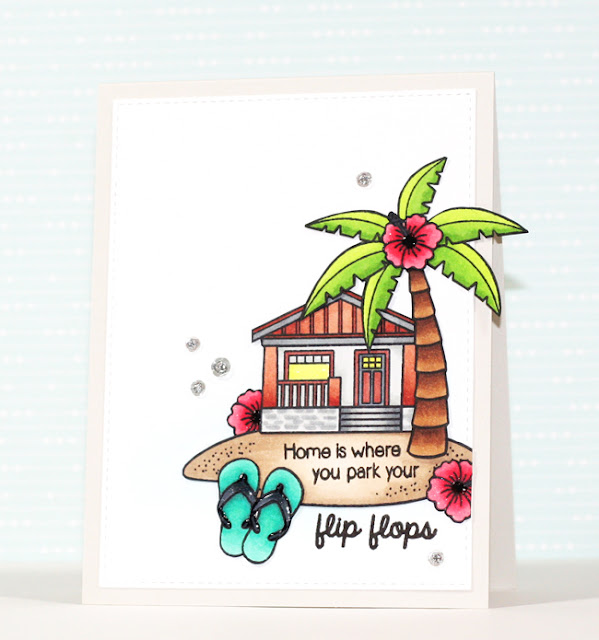 Sunny Studio Stamps: Island Getaway and Happy Home Beach Bungalow card by Stephanie Klauck.