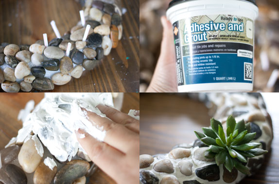 How to make a pebble and faux succulent wreath