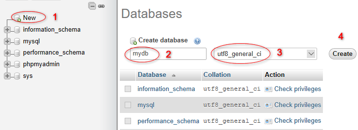 How to create MySQL database