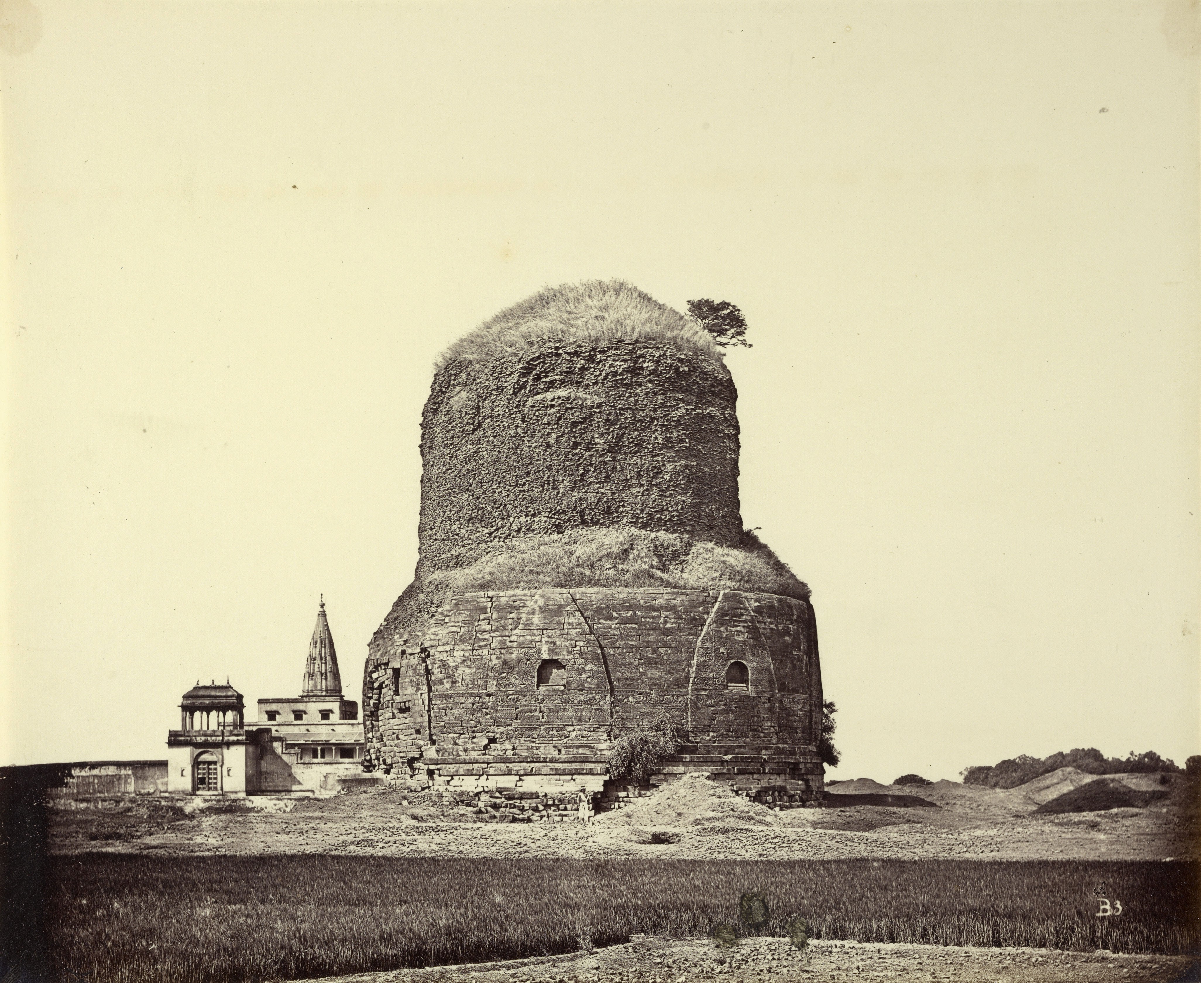 Dhamek Buddhist Stupa at Sarnath near Varanasi c1860's Old Indian