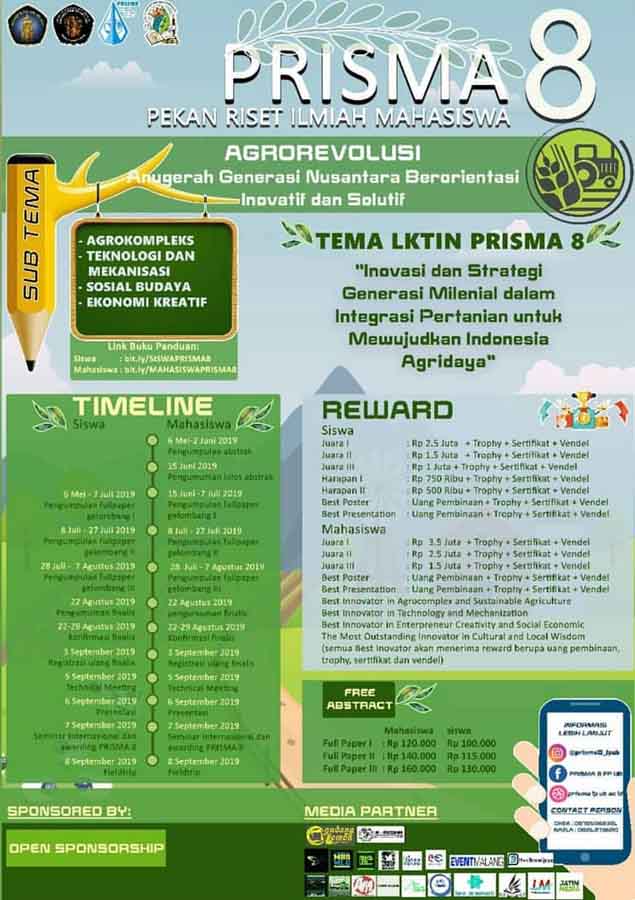 Lomba Karya Tulis Ilmiah PRISMA 8 SMA Sederajat & Mahasiswa 2019
Lomba Karya Tulis Ilmiah PRISMA 8 SMA Sederajat & Mahasiswa 2019