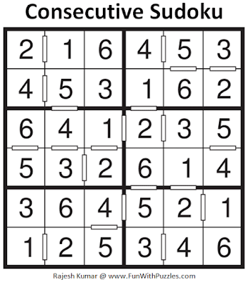 Solution of Consecutive Sudoku Puzzle (Mini Sudoku Series #104)