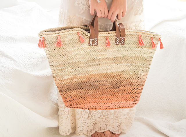 capazo pintura efecto degradado y borlas