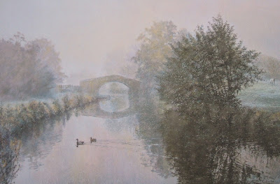 Mist over the Canal, Foulridge-Michael Howley Artist. A signed limited edition print from an original soft pastel painting