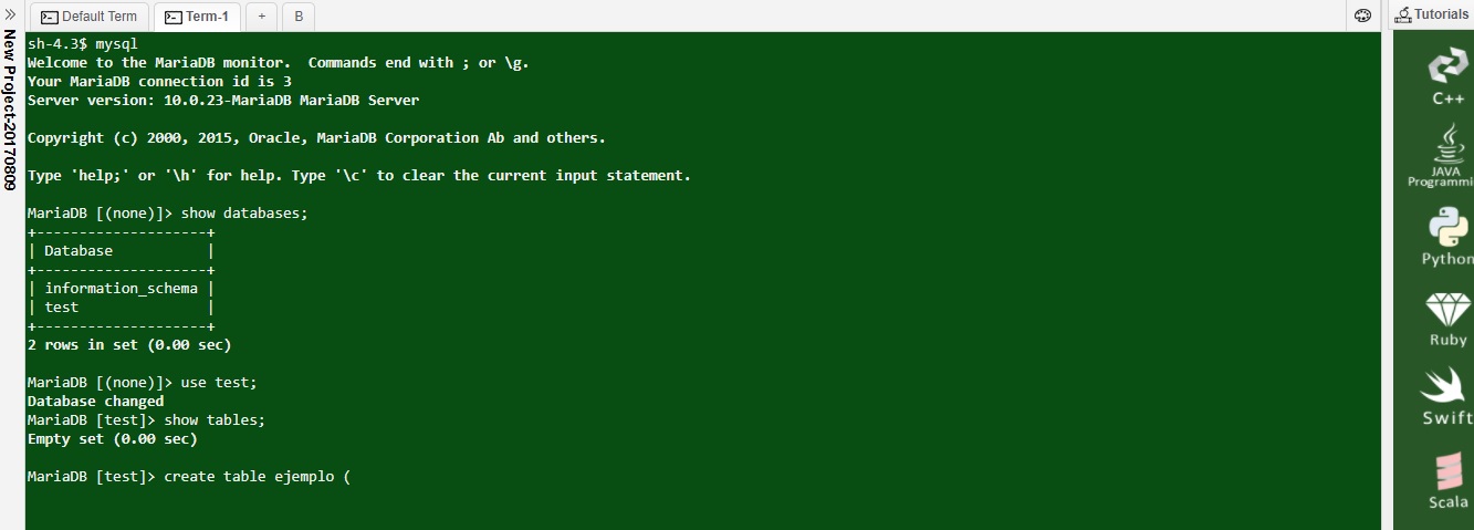 Mysql terminal online