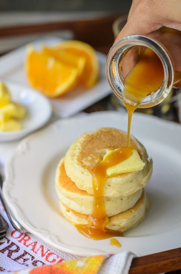 Crumpets with Caramel Butterscotch Syrup
