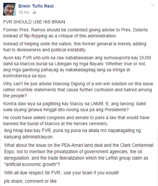 Erwin Tulfo to Former President Fidel Ramos: 'Puna ng Puna na Akala mo Napakagaling ng Kanyang Administrasyon' Erwin Tulfo to Former President Fidel Ramos: 'Puna ng Puna na Akala mo Napakagaling ng Kanyang Administrasyon'