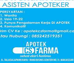 Lowongan Kerja Asisten Apotek CS Farma Lowongan Kerja Asisten Apotek CS Farma