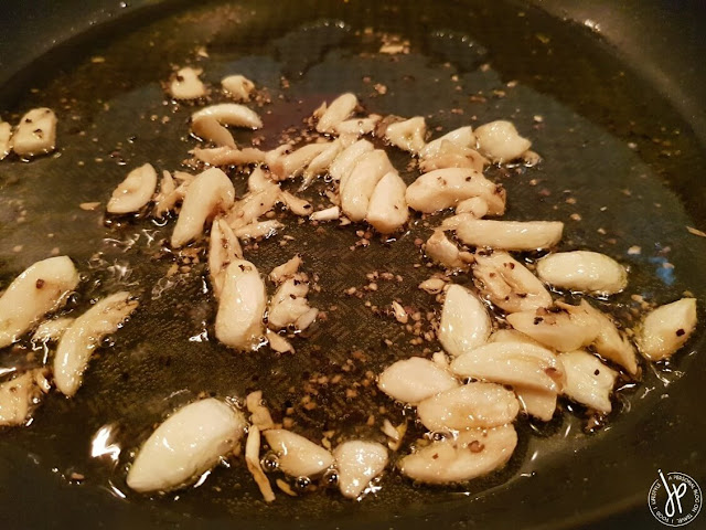garlic in oil, salt, and pepper