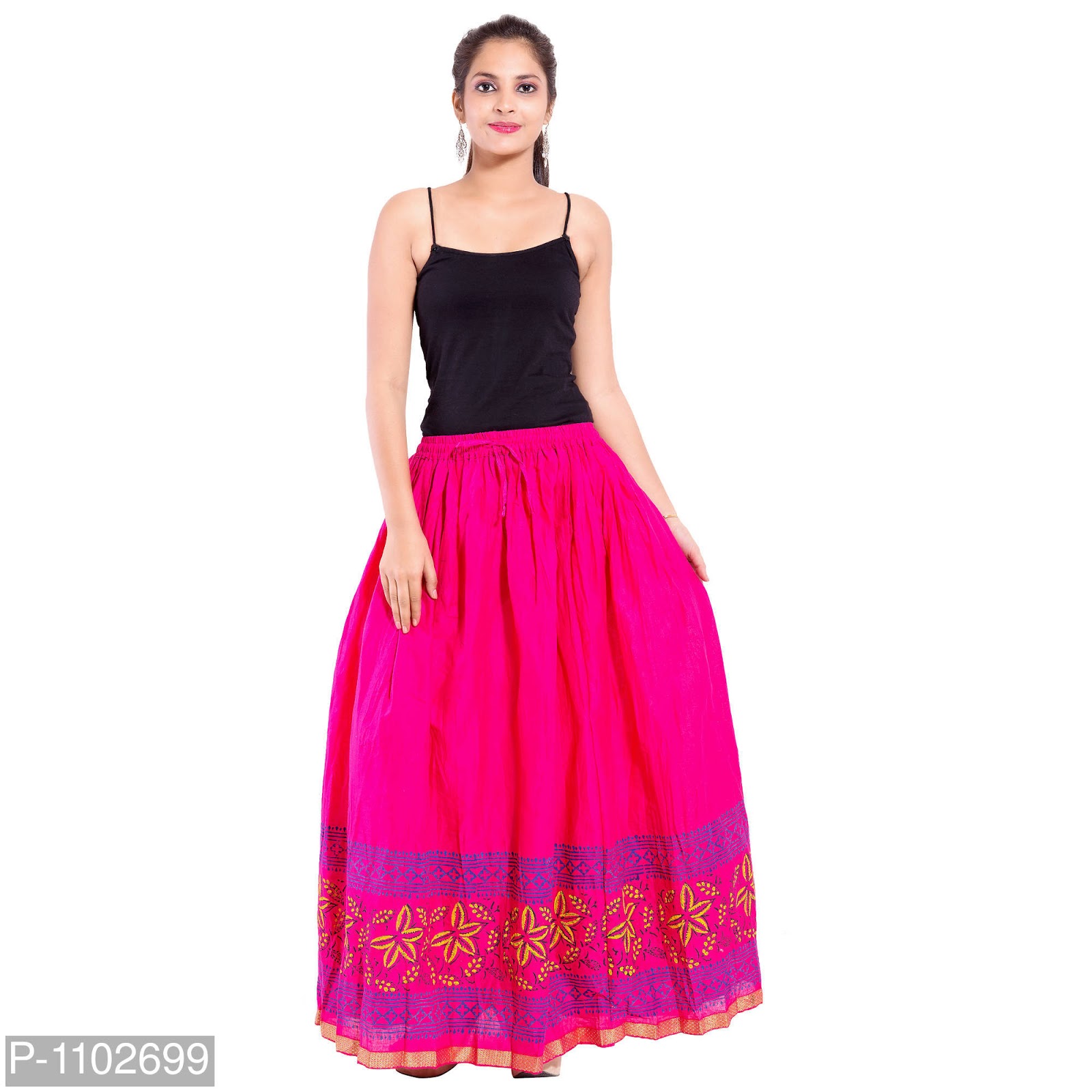 Pink Printed Flared Ethnic Skirt Fashion Online Kart