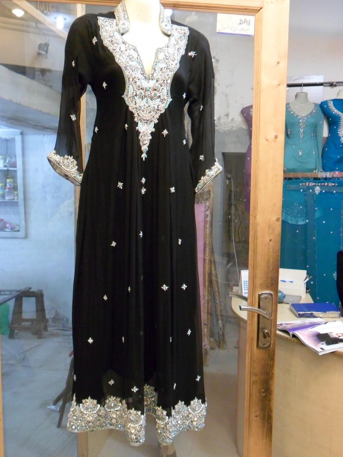 black plain long frock