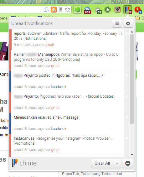 Chime Notifikasi Gmail Facebook dan Twitter di Satu Tempat