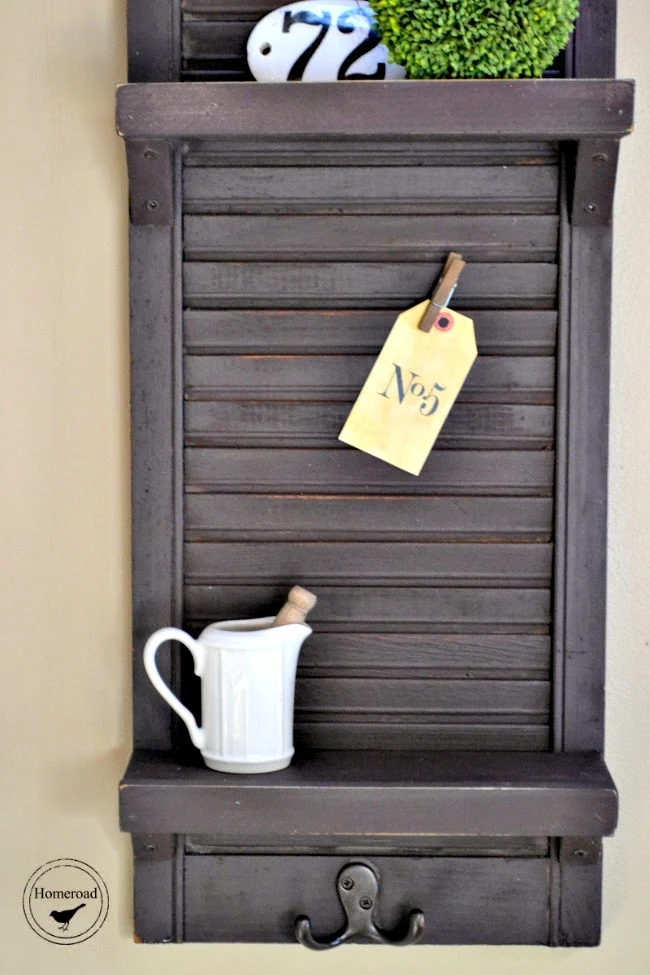 Shutter shelf with pitcher