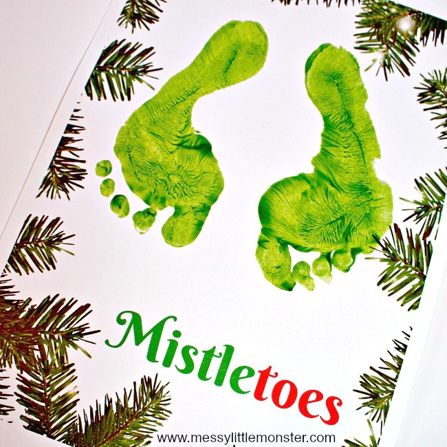 Mistletoes Footprint Keepsake Printable Messy Little Monster