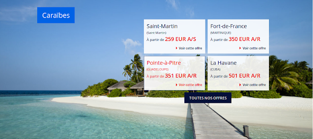 Offre Promo Caraibes Air France Vol Guadeloupe, Martinique, Saint Martin Cuba avec Air France