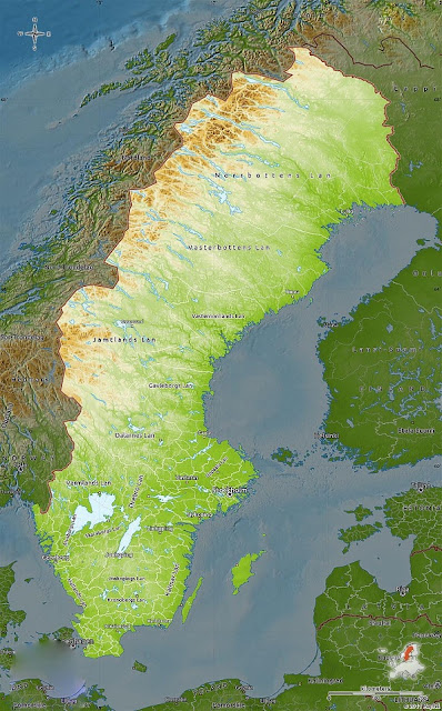 Sweden Physical Map Sweden Map Geography Physical Political City Sweden Physical Map 2