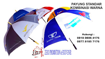 produksi Payung standar model kombinasi warna, grosir payung standar, Payung Standar Kombinasi warna daun, souvenir payung standar di tangerang