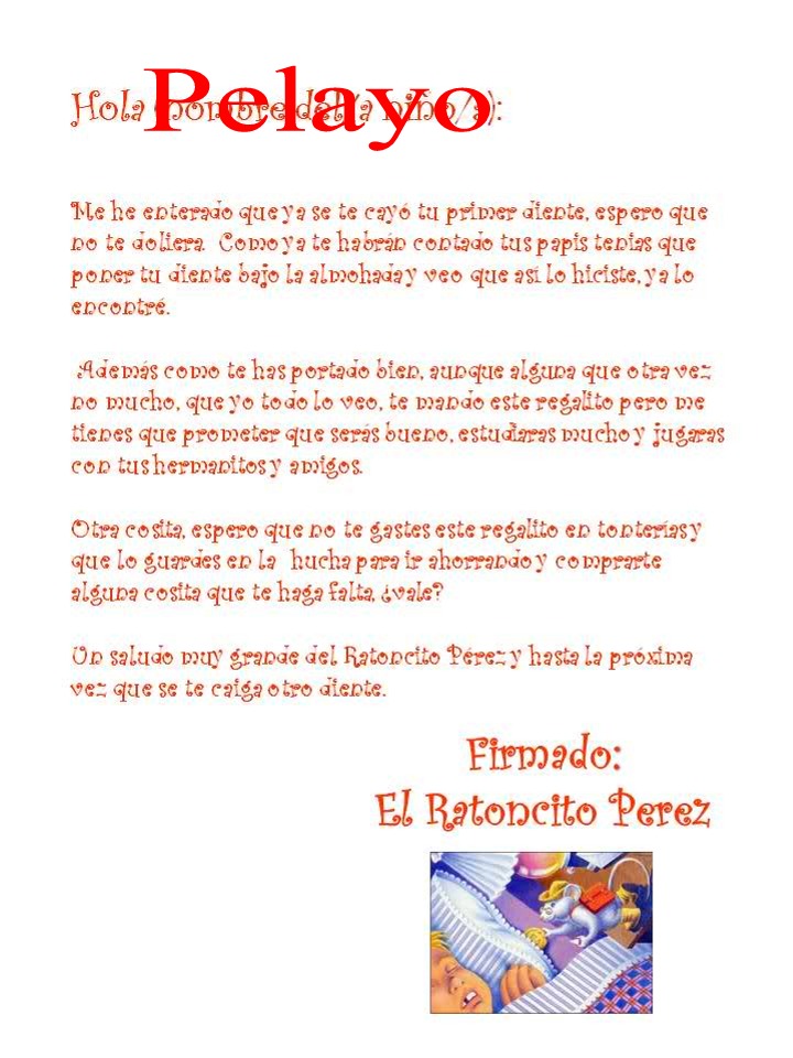 carta del ratoncito perez carta del ratoncito perez