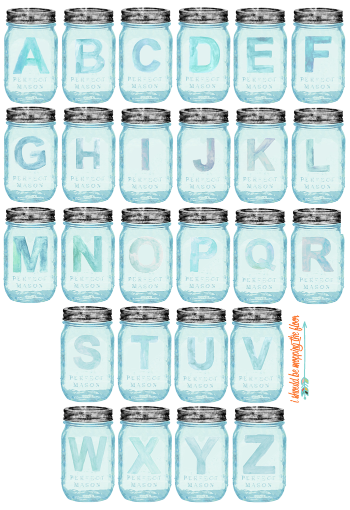 Printable Watercolor Mason Jar Letters A-Z | Perfect for banners, initials, decor, and more!