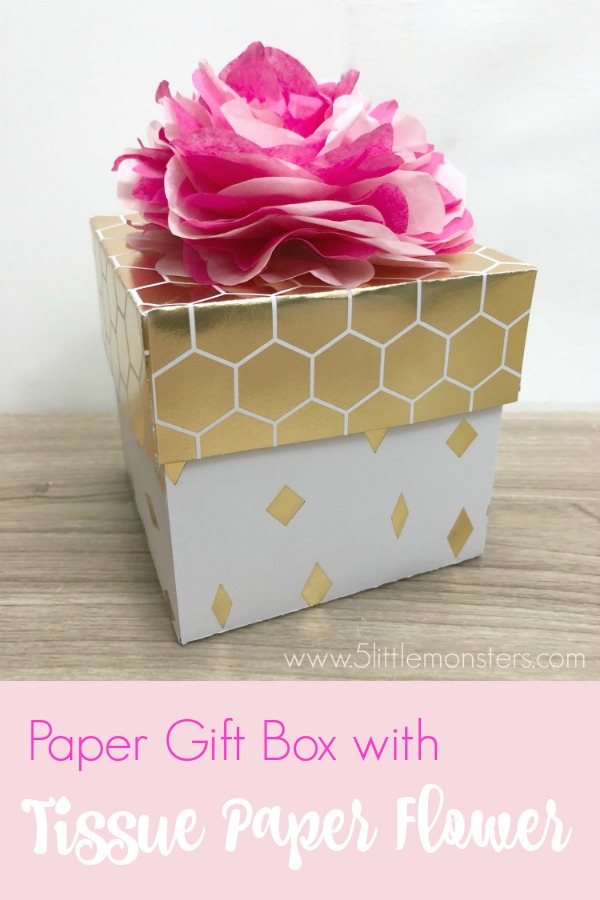 5 Little Monsters Paper Gift Box with Tissue Paper Flower