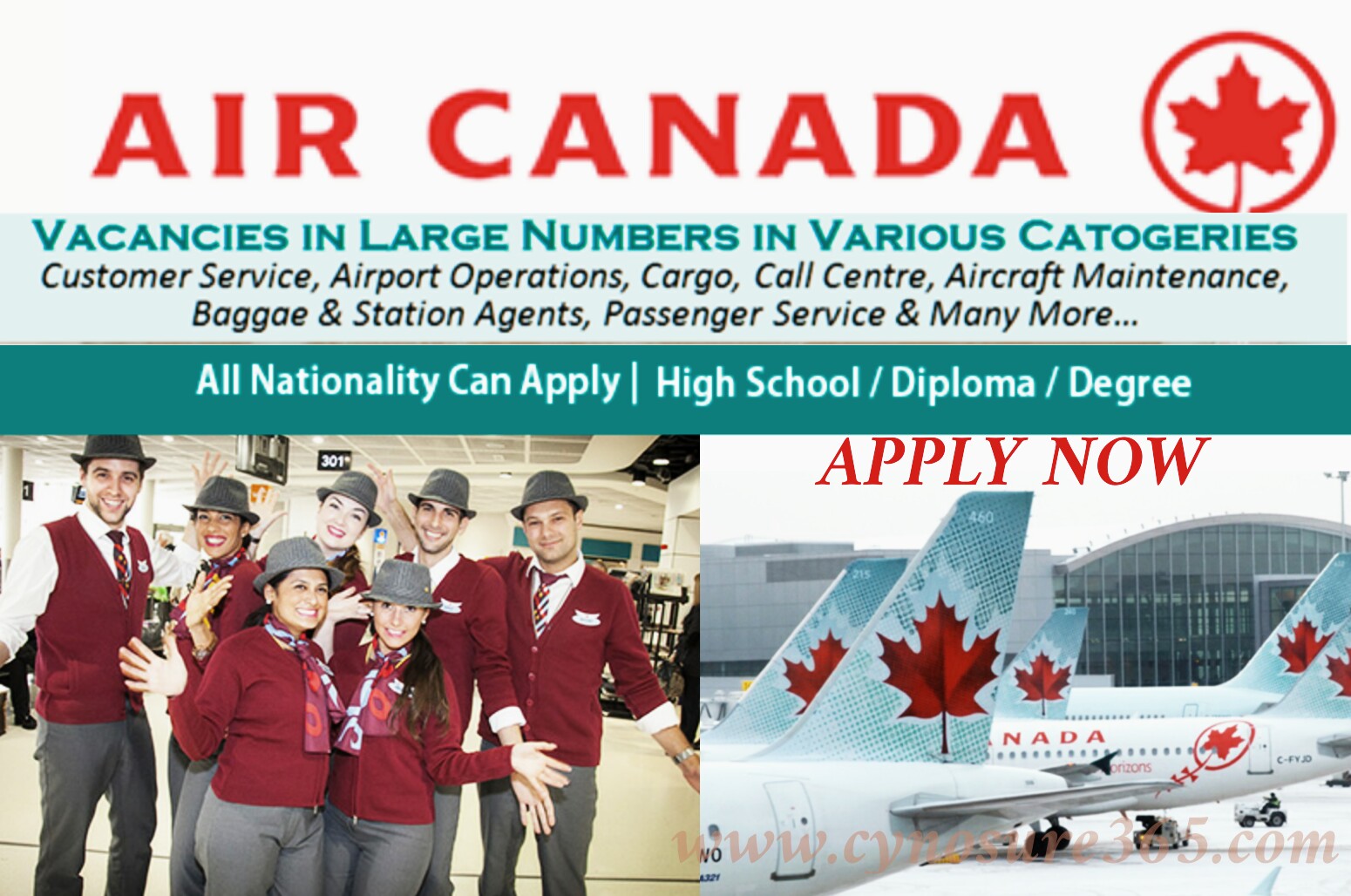 Air Canada Various Job Vacancies Cynosure365