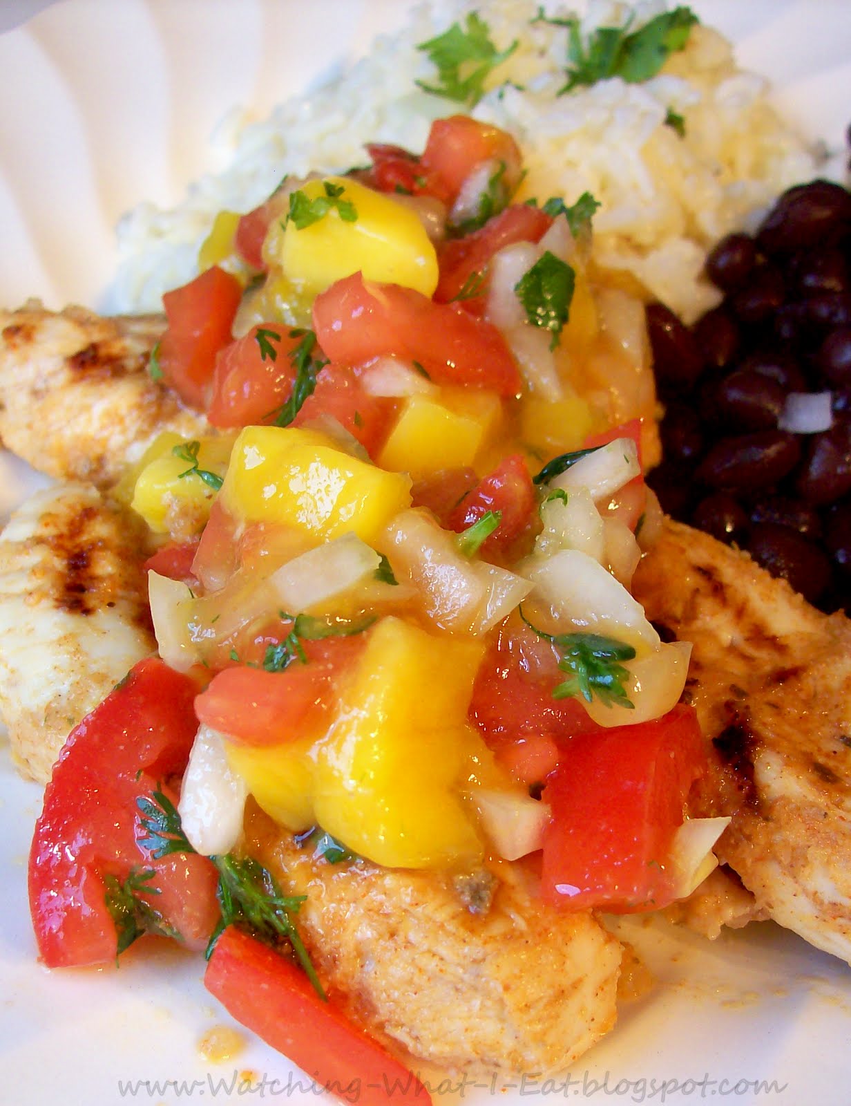 Watching What I Eat: Grilled Cuban Chicken Tenders &amp; Mango Salsa