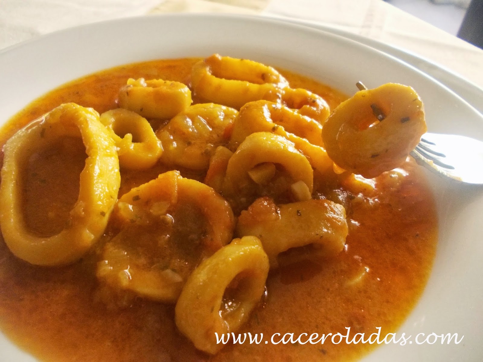 Calamares en salsa americana. CACEROLADAS