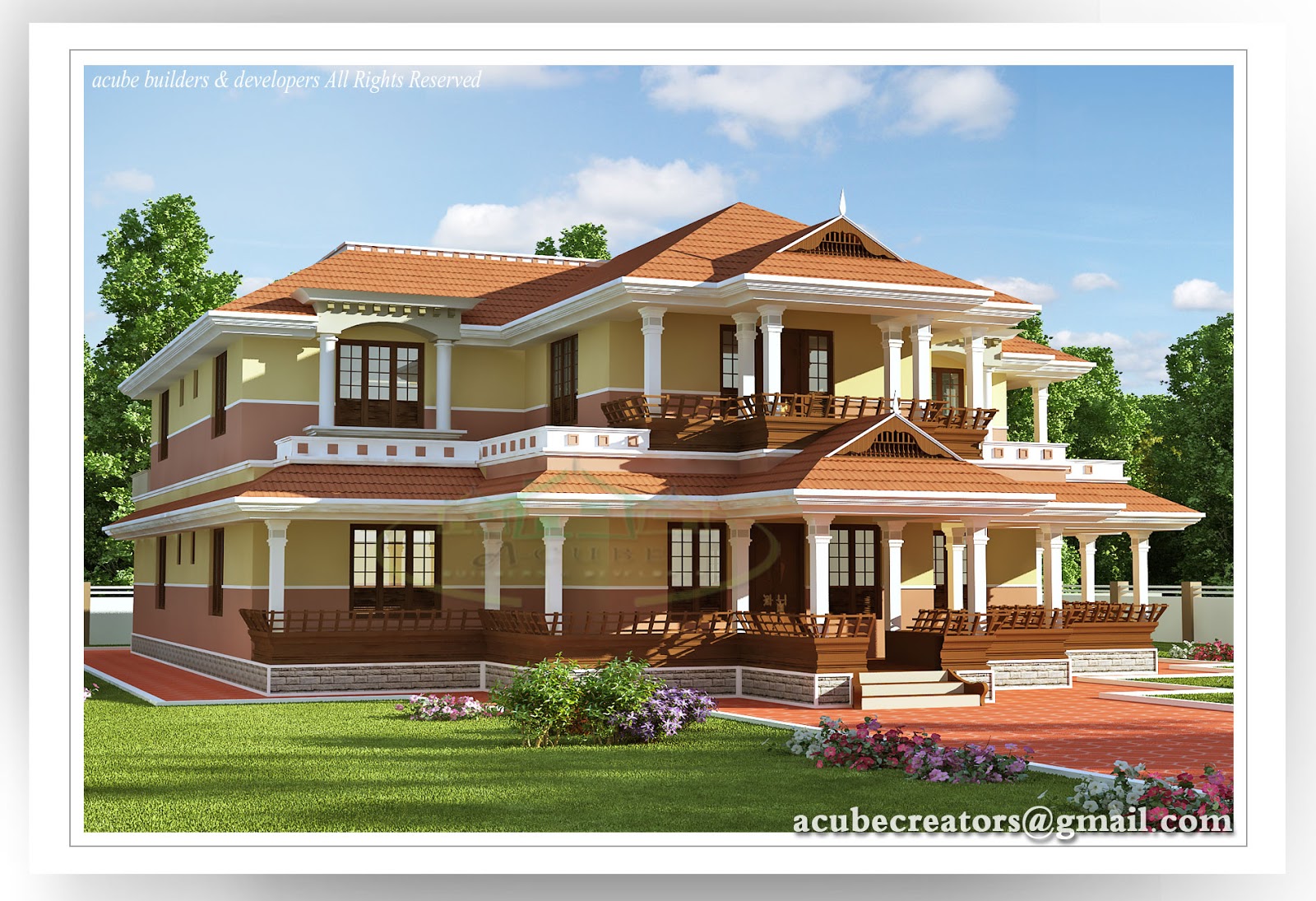 A-CUBE CREATORS: Beautiful kerala 5 bedroom villa - 4851 sq.ft. (Plan 145)