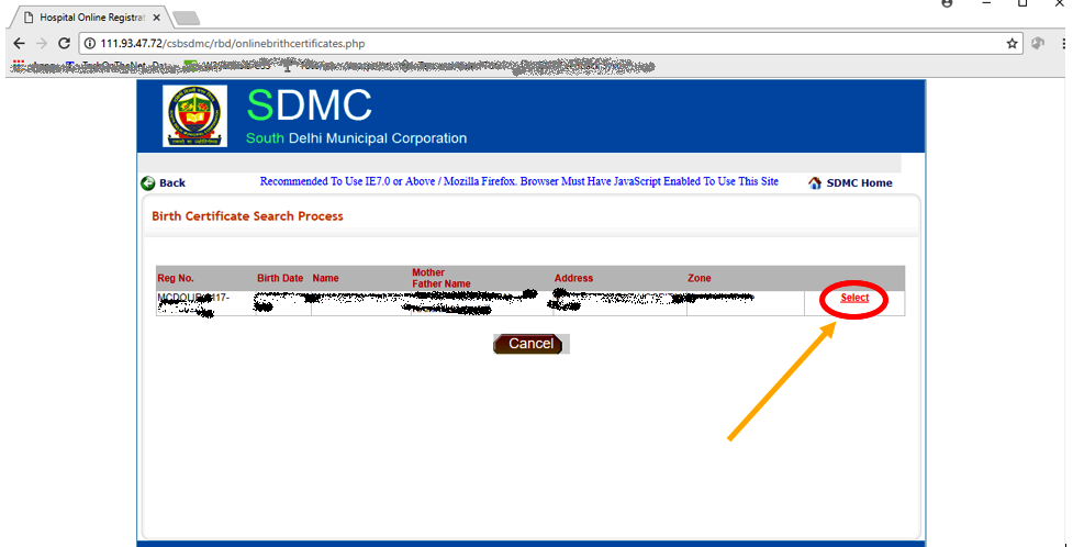 birth certificate in south delhi