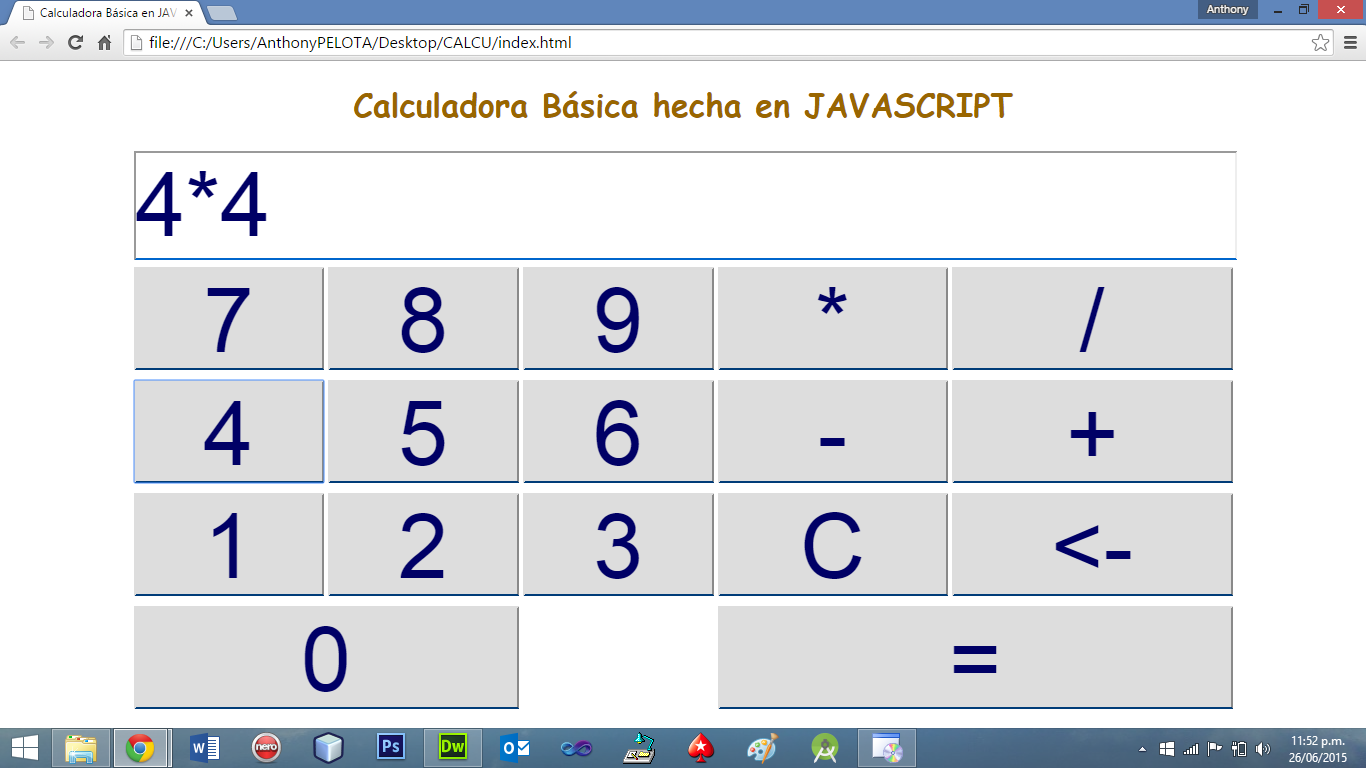 Calculadora Básica JavaScript ( Adobe Dreamweaver CS6 ...