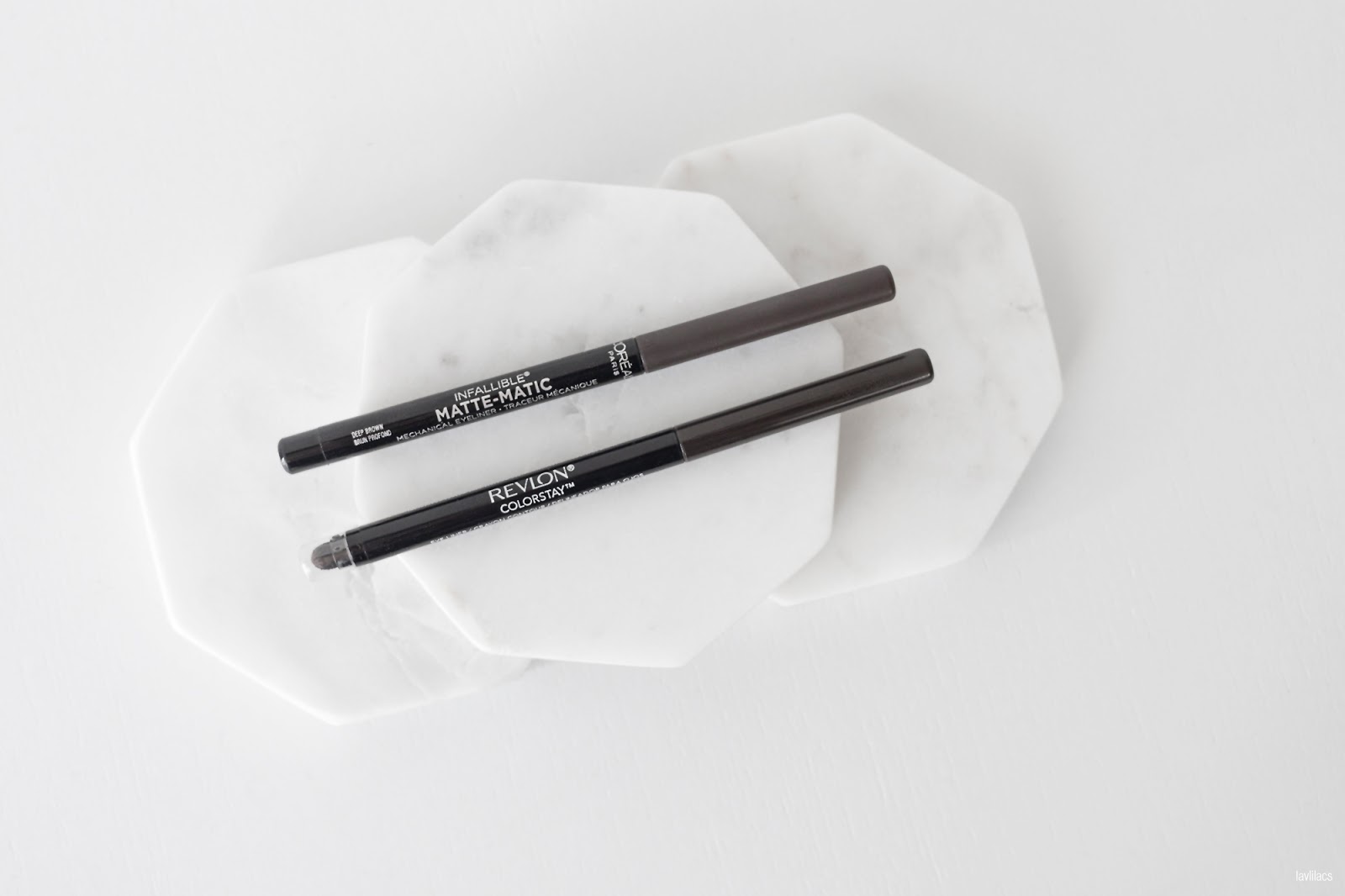 lavlilacs Retractable Eyeliner Comparison Review - L'Oreal Matte-Matic versus Revlon Colorstay