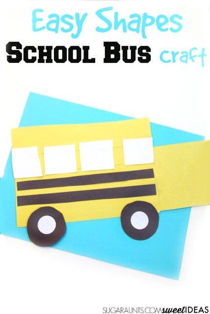 Kids will love to make this school bus craft as a back to school craft that helps kids learn shapes.