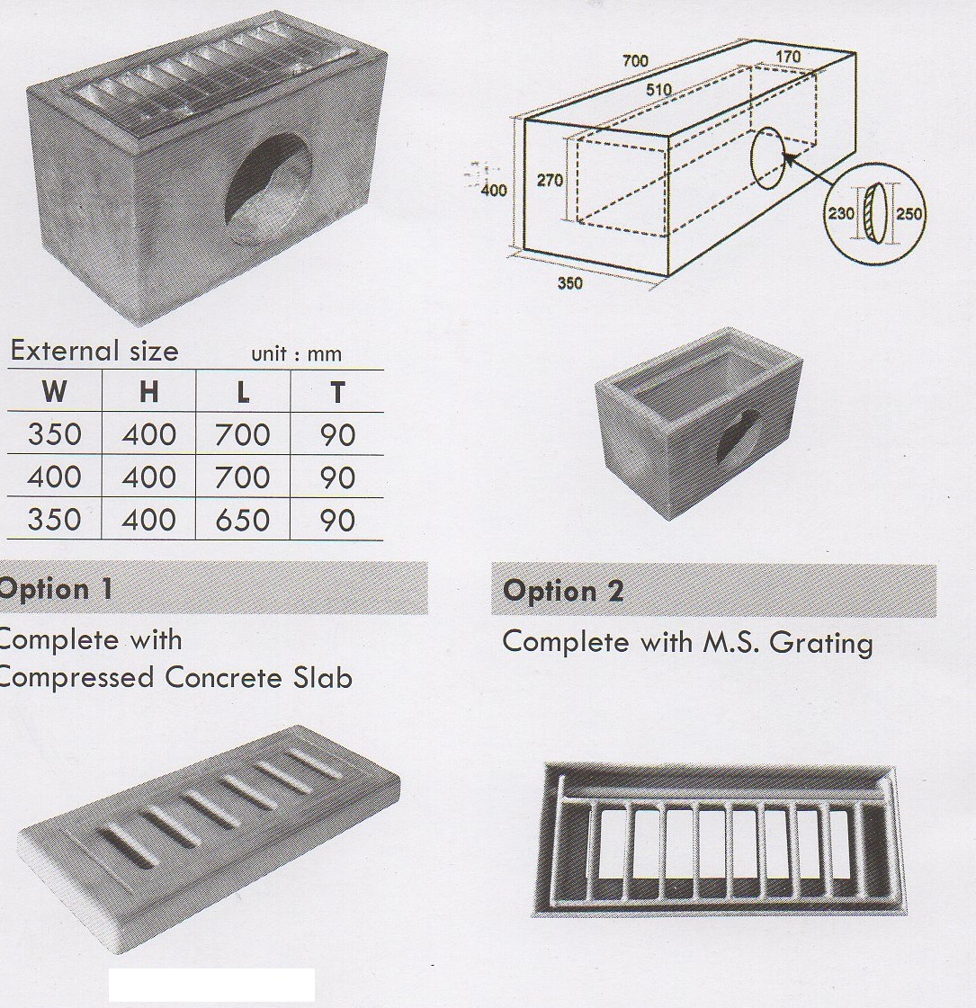 PRECAST COMPRESSED SLAB / CONCRETE GRATING CATCH PIT
