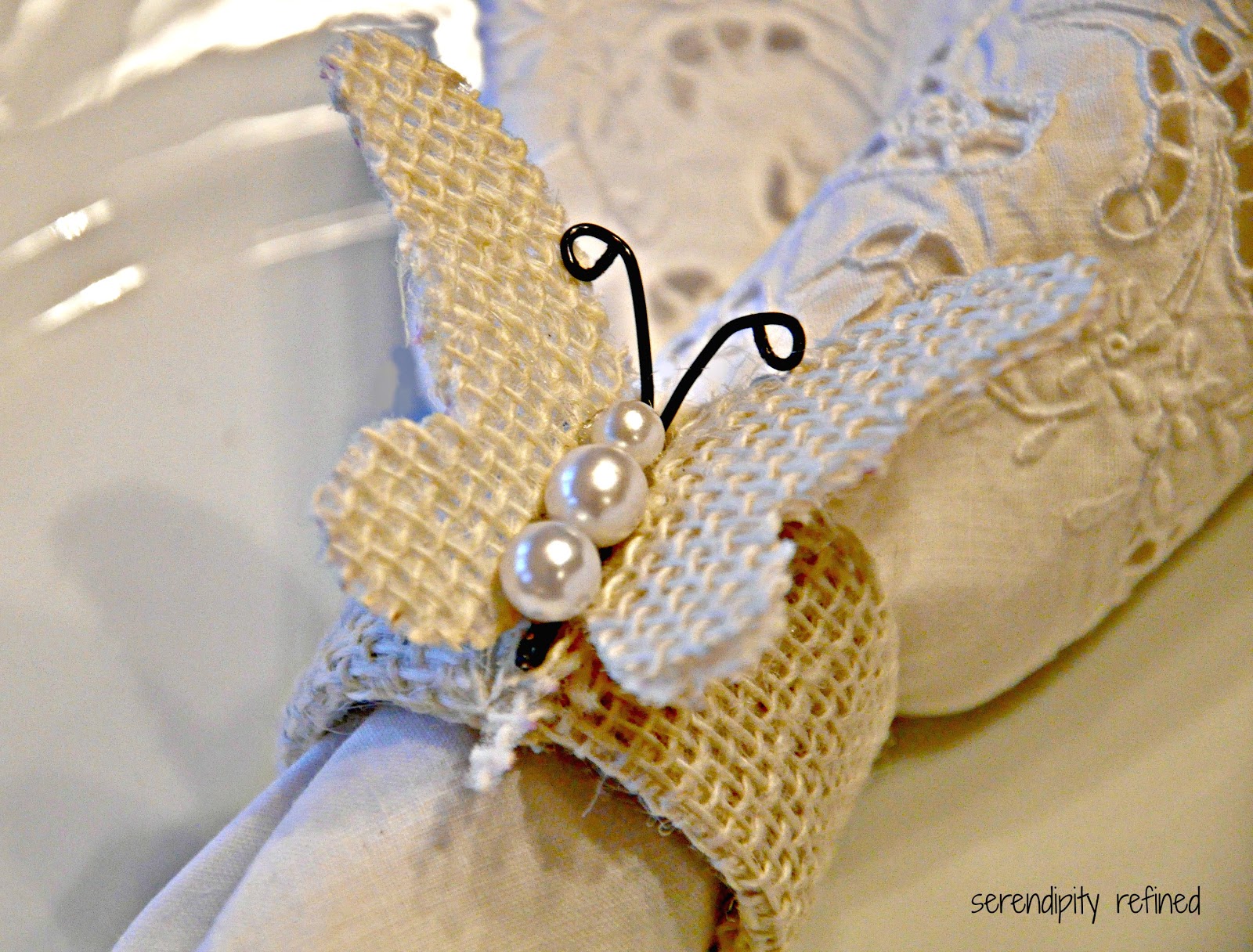 Burlap Easter Bunny Ear and Butterfly Napkin Ring Tutorial