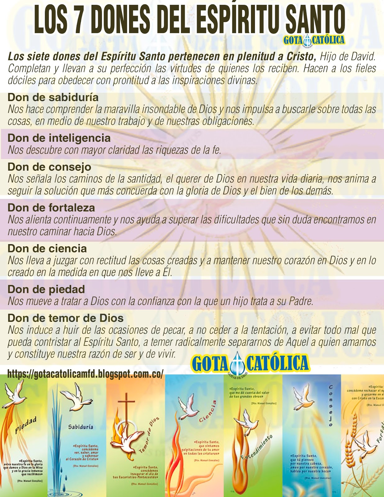 GOTA CatólicaGotas de Dios LOS 7 DONES DEL ESPÍRITU SANTO GOTA CatólicaGotas de Dios LOS 7 DONES DEL ESPÍRITU SANTO