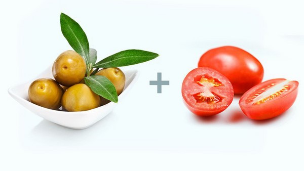 Quả ô liu + Cà chua Quả ô liu + Cà chua
