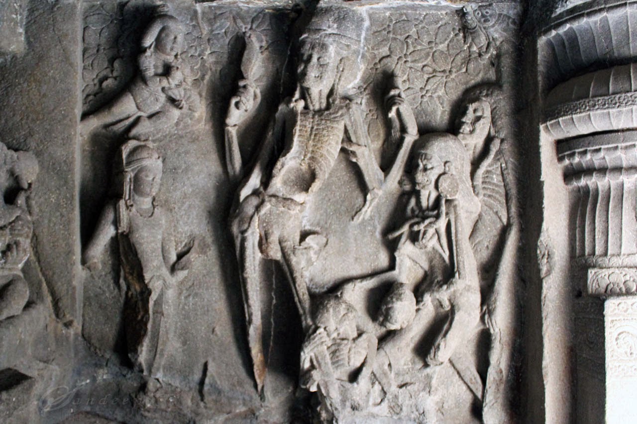 Panel of Kali and Kala on western wall