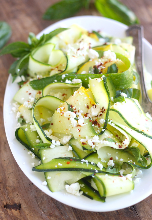 Zucchini Salad with Basil & Feta recipe by SeasonWithSpice.com