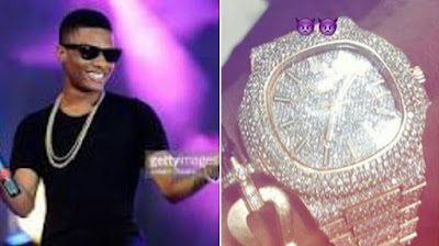 WIZKID SHOWS OFF DIAMOND ENCRUSTED WRISTWATCH WORTH N27 MILLION Wizkid and his Diamond Patel Philippe