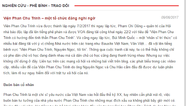 VNTB – Tuần báo Văn nghệ TP. HCM: đấu tố cụ Phan Châu Trinh, xúc phạm nhân phẩm trí thức