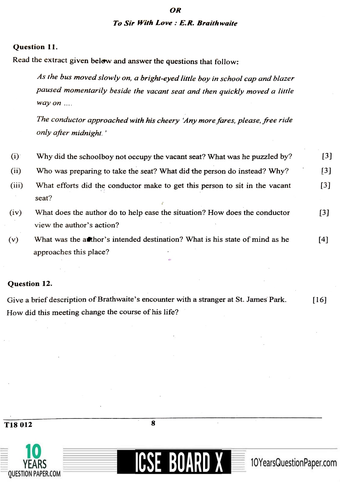 ICSE 2018 English Paper 2 board question paper for Class X ICSE Board 2018 class 10th English Literature question paper Download page-08