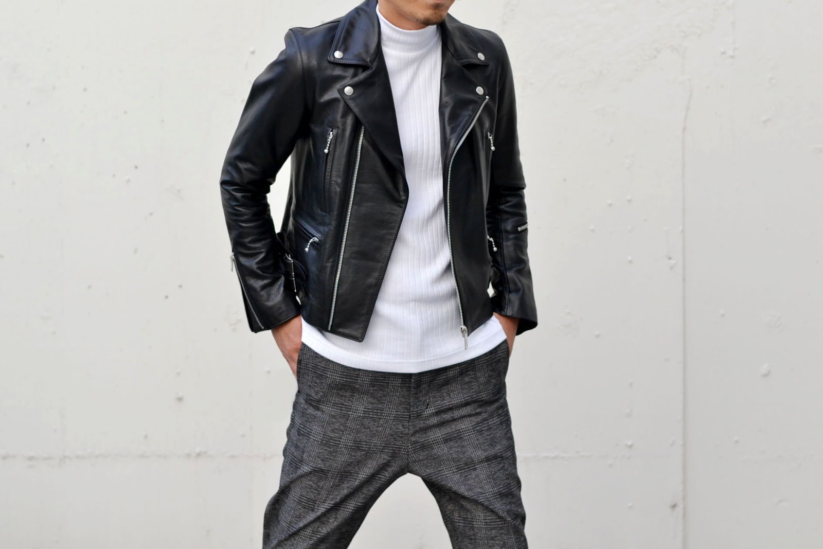 外箱不良宅配便送料無料 ジョンローレンスサリバン ダブルレザーライダースジャケット 38 黒