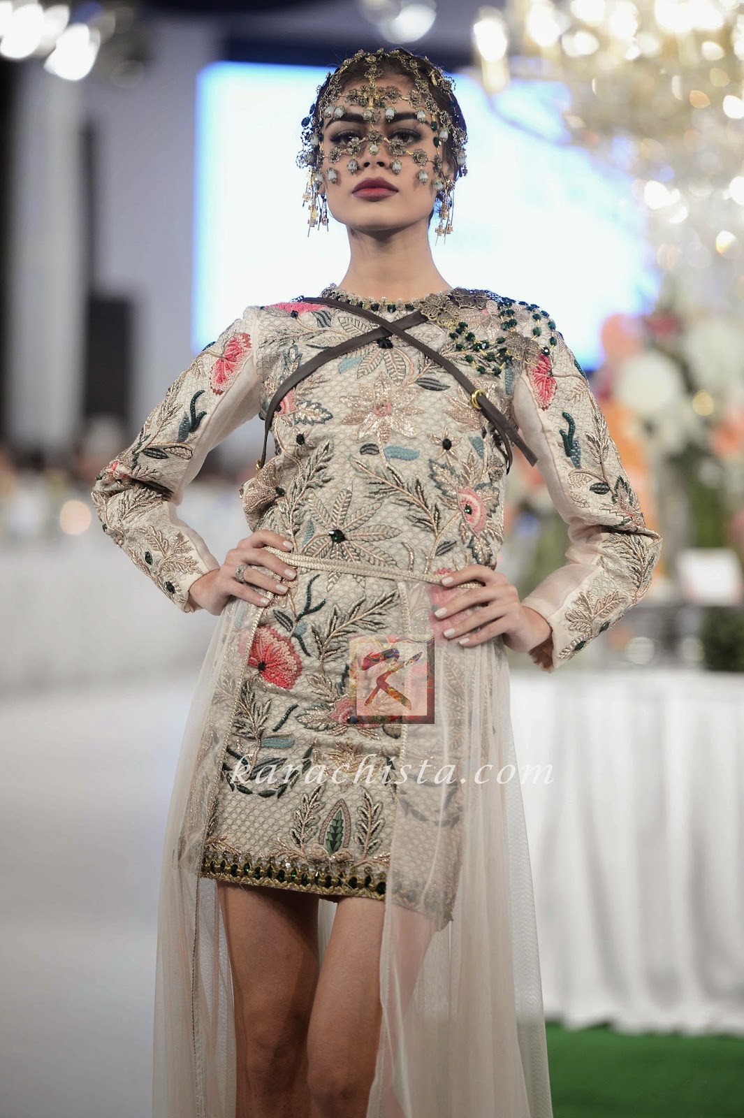 Fahad Hussayn PFDC Swarovski Couture Sadaf Kanwal in Fahad Hussayn Swarovski crystals ensemble
