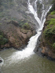 A View  of the " Dudhsagar Waterfalls" from the Railway bridge..