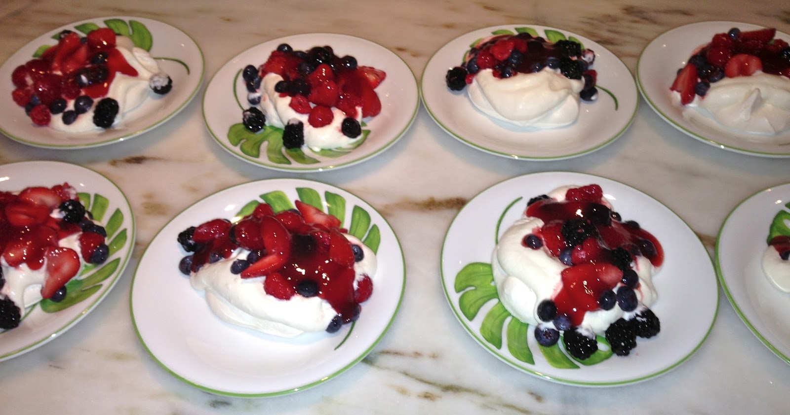 Individual Pavlovas with Mixed Berries and Whipped Cream adapted from