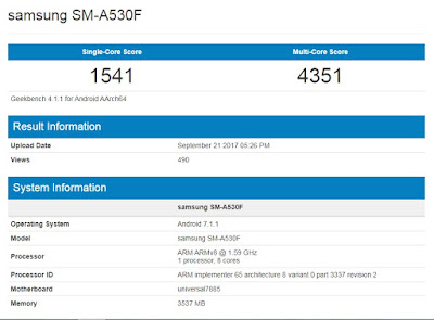 Samsung Galaxy A5 2018 (GeekBench) Samsung Galaxy A5 2018 (GeekBench)