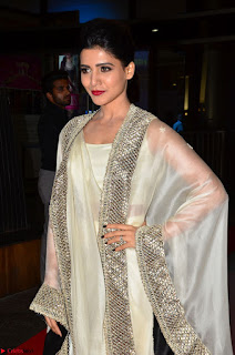 Samantha Ruth Prabhu cute in Lace Border Anarkali Dress with Koti at 64th Jio Filmfare Awards South ~  Exclusive 009