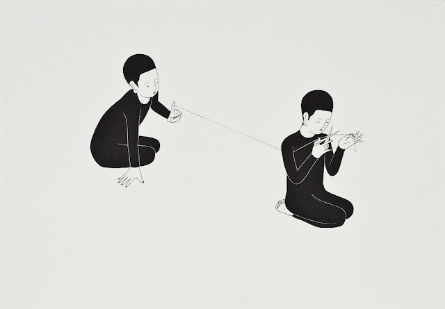 Moonassi - "A path" - 2009 | creative emotional drawings, deep feelings, sad, black and white, cool stuff, pictures | imagenes de quietud soledad tristeza, emociones y sentimientos, dibujos bonitos minimalistas | dessins